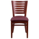 Flash Furniture XU-DG-W0108-MAH-BURV-GG Restaurant Chair w/ Slat Back & Burgundy Vinyl Seat - Beechwood Frame, Mahogany Finish thumbnail 4