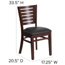 Flash Furniture XU-DG-W0108-WAL-BLKV-GG Restaurant Chair w/ Slat Back & Black Vinyl Seat - Beechwood Frame, Walnut Finish thumbnail 2