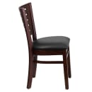 Flash Furniture XU-DG-W0108-WAL-BLKV-GG Restaurant Chair w/ Slat Back & Black Vinyl Seat - Beechwood Frame, Walnut Finish thumbnail 3