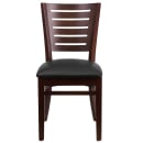 Flash Furniture XU-DG-W0108-WAL-BLKV-GG Restaurant Chair w/ Slat Back & Black Vinyl Seat - Beechwood Frame, Walnut Finish thumbnail 5