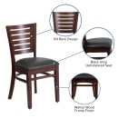 Flash Furniture XU-DG-W0108-WAL-BLKV-GG Restaurant Chair w/ Slat Back & Black Vinyl Seat - Beechwood Frame, Walnut Finish thumbnail 6