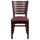 Flash Furniture XU-DG-W0108-WAL-BURV-GG Restaurant Chair w/ Slat Back & Burgundy Vinyl Seat - Beechwood Frame, Walnut Finish thumbnail 4