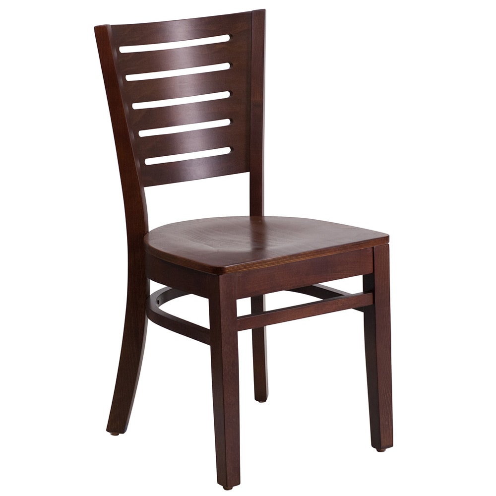 Flash Furniture XU-DG-W0108-WAL-WAL-GG Restaurant Chair w/ Slat Back - Beechwood, Walnut Finish