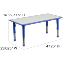 Flash Furniture YU-YCY-060-RECT-TBL-BLUE-GG Rectangular Preschool Activity Table - 47 1/4"L x 23 5/8"W, Plastic Top, Blue/Gray thumbnail 2