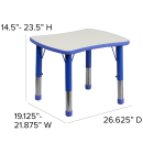 Flash Furniture YU-YCY-098-RECT-TBL-BLUE-GG Rectangular Preschool Activity Table - 26 5/8"L x 21 7/8"W, Plastic Top, Blue/Gray thumbnail 2