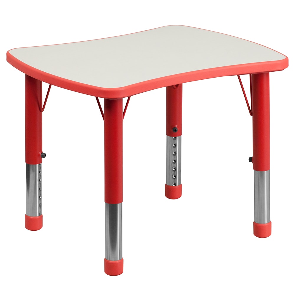 Flash Furniture YU-YCY-098-RECT-TBL-RED-GG Rectangular Preschool Activity Table - 26 5/8"L x 21 7/8"W, Plastic Top, Red/Gray