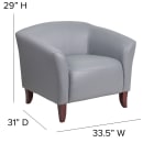 Flash Furniture 111-1-GY-GG Reception Arm Chair - Gray LeatherSoft Upholstery, Cherry Wood Feet thumbnail 2