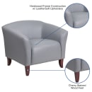 Flash Furniture 111-1-GY-GG Reception Arm Chair - Gray LeatherSoft Upholstery, Cherry Wood Feet thumbnail 3