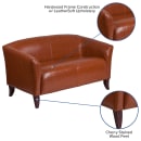 Flash Furniture 111-2-CG-GG Reception Loveseat w/ Cognac LeatherSoft Upholstery, Cherry Wood Feet thumbnail 3