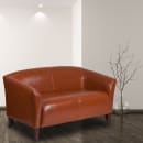 Flash Furniture 111-2-CG-GG Reception Loveseat w/ Cognac LeatherSoft Upholstery, Cherry Wood Feet thumbnail 8