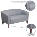 Flash Furniture 111-2-GY-GG Reception Loveseat w/ Gray LeatherSoft Upholstery, Cherry Wood Feet thumbnail 6