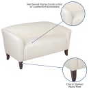 Flash Furniture 111-2-WH-GG Reception Loveseat w/ White LeatherSoft Upholstery, Cherry Wood Feet thumbnail 3