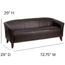 Flash Furniture 111-3-BN-GG 72 3/4" Reception Sofa w/ Brown LeatherSoft Upholstery - Cherry Wood Feet thumbnail 2