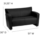 Flash Furniture 222-2-BK-GG Reception Loveseat w/ Black LeatherSoft Upholstery, Brushed Aluminum Feet thumbnail 2