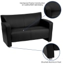 Flash Furniture 222-2-BK-GG Reception Loveseat w/ Black LeatherSoft Upholstery, Brushed Aluminum Feet thumbnail 6
