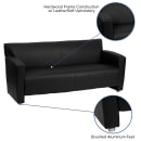 Flash Furniture 222-3-BK-GG 68 1/2" Reception Sofa w/ Black LeatherSoft Upholstery - Brushed Aluminum Feet thumbnail 4