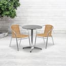 Flash Furniture TLH-ALUM-24RD-020BGECHR2-GG 23 1/2" Round Patio Table & (2) Beige Rattan Arm Chair Set - Stainless Top, Aluminum Base thumbnail 4