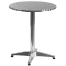 Flash Furniture TLH-ALUM-24RD-020CHR2-GG 23 1/2" Round Patio Table & (2) Brown Rattan Arm Chair Set - Stainless Top, Aluminum Base thumbnail 2
