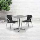 Flash Furniture TLH-ALUM-24SQ-020BKCHR2-GG 23 1/2" Square Patio Table & (2) Black Rattan Arm Chair Set - Stainless Top, Aluminum Base thumbnail 4
