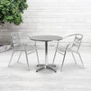 Flash Furniture TLH-ALUM-28RD-017BCHR2-GG 27 1/2" Round Patio Table & (2) Arm Chair Set - Stainless Steel Top, Aluminum Base thumbnail 4