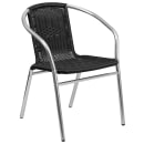 Flash Furniture TLH-ALUM-28RD-020BKCHR2-GG 27 1/2" Round Patio Table & (2) Black Rattan Arm Chair Set - Stainless Top, Aluminum Base thumbnail 3