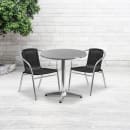 Flash Furniture TLH-ALUM-28RD-020BKCHR2-GG 27 1/2" Round Patio Table & (2) Black Rattan Arm Chair Set - Stainless Top, Aluminum Base thumbnail 4