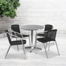 Flash Furniture TLH-ALUM-28RD-020BKCHR4-GG 27 1/2" Round Patio Table & (4) Black Rattan Arm Chair Set - Stainless Top, Aluminum Base thumbnail 4