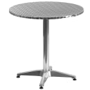 Flash Furniture TLH-ALUM-28RD-020CHR4-GG 27 1/2" Round Patio Table & (4) Brown Rattan Arm Chair Set - Stainless Top, Aluminum Base thumbnail 2