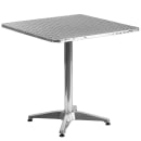 Flash Furniture TLH-ALUM-28SQ-020BKCHR2-GG 27 1/2" Square Patio Table & (2) Black Rattan Arm Chair Set - Stainless Top, Aluminum Base thumbnail 2