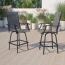 Flash Furniture 2-ET-SWVLPTO-30-GR-GG 22 1/2"W Patio Swivel Bar Stool - 51 1/2"H, Black Steel/Gray Fabric thumbnail 2