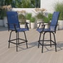 Flash Furniture 2-ET-SWVLPTO-30-NV-GG 22 1/2"W Patio Swivel Bar Stool - 51 1/2"H, Black Steel/Navy Fabric thumbnail 2