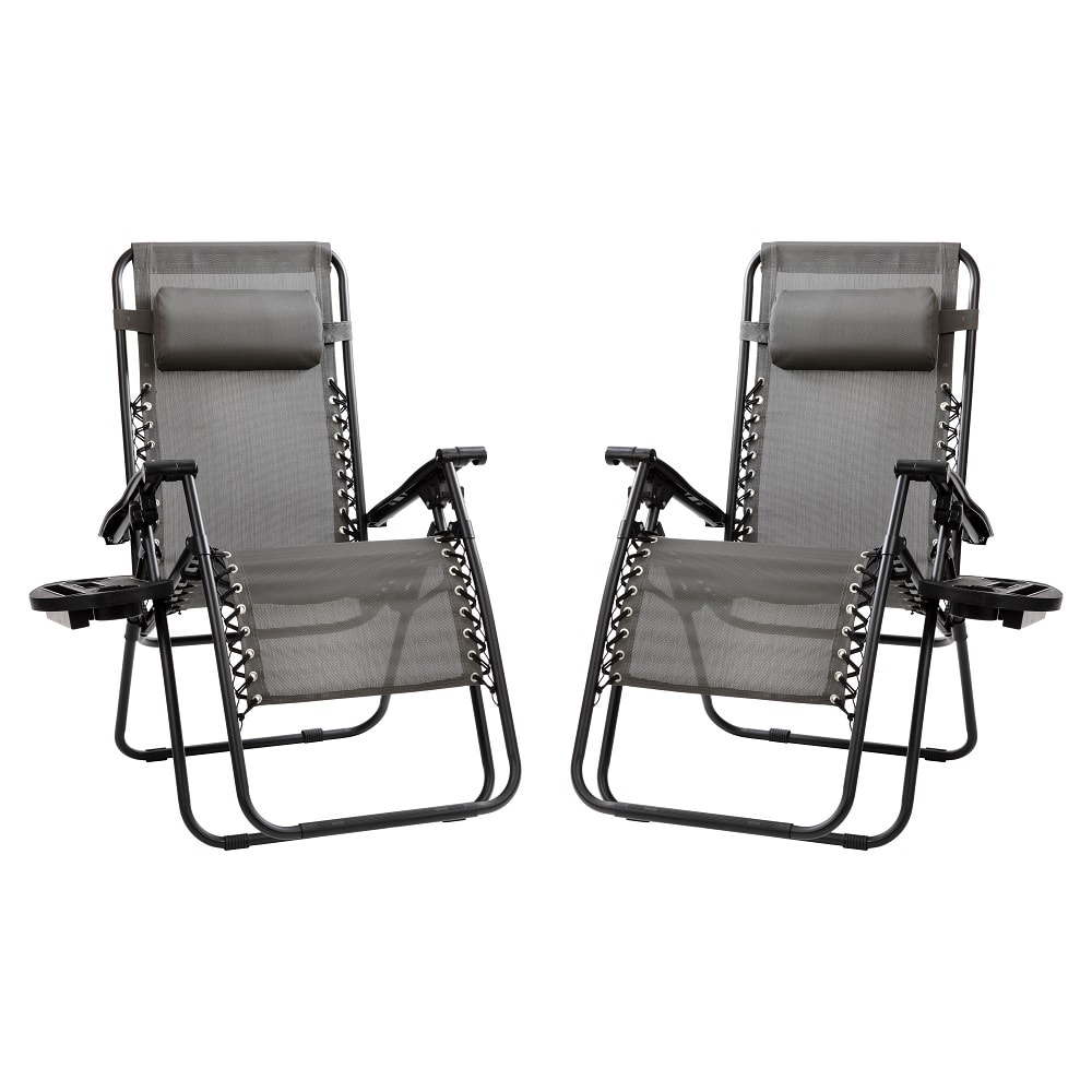 Flash Furniture 2-GM-103122SS-GR-GG Reclining Lounge Chair - Gray Mesh w/ Black Steel Frame