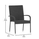 Flash Furniture 2-TW-3WBE073-GY-GG Outdoor Stackable Arm Chair - Gray Whicker w/ Black Steel Frame thumbnail 4