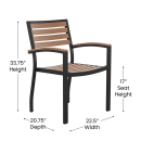 Flash Furniture 2-XU-DG-HW6006-GG Outdoor Stackable Side Chair - Brown Faux Wood w/ Black Aluminum Frame thumbnail 2