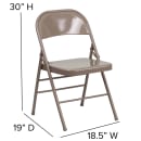 Flash Furniture HF3-MC-309AS-BGE-GG Folding Chair w/ Beige Metal Back & Seat - Steel Frame, Beige thumbnail 2