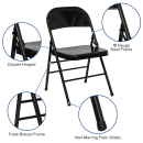 Flash Furniture HF3-MC-309AS-BK-GG Folding Chair w/ Black Metal Back & Seat - Steel Frame, Black thumbnail 6