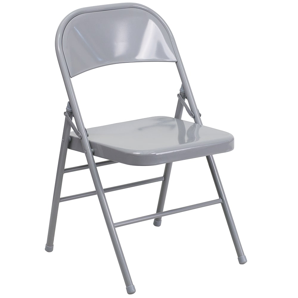 Flash Furniture HF3-MC-309AS-GY-GG Folding Chair w/ Gray Metal Back & Seat - Steel Frame, Gray