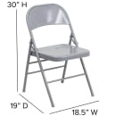 Flash Furniture HF3-MC-309AS-GY-GG Folding Chair w/ Gray Metal Back & Seat - Steel Frame, Gray thumbnail 2