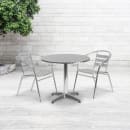 Flash Furniture TLH-ALUM-32RD-017BCHR2-GG 31 1/2" Round Patio Table & (2) Arm Chair Set - Stainless Steel Top, Aluminum Base thumbnail 4