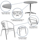 Flash Furniture TLH-ALUM-32RD-017BCHR4-GG 31 1/2" Round Patio Table & (4) Arm Chair Set - Stainless Steel Top, Aluminum Base thumbnail 4
