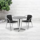Flash Furniture TLH-ALUM-32RD-020BKCHR2-GG 31 1/2" Round Patio Table & (2) Black Rattan Arm Chair Set - Stainless Top, Aluminum Base thumbnail 4