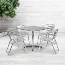 Flash Furniture TLH-ALUM-32SQ-017BCHR4-GG 31 1/2" Square Patio Table & (4) Arm Chair Set - Stainless Steel Top, Aluminum Base thumbnail 7