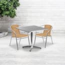 Flash Furniture TLH-ALUM-32SQ-020BGECHR2-GG 31 1/2" Square Patio Table & (2) Beige Rattan Arm Chair Set - Stainless Top, Aluminum Base thumbnail 4