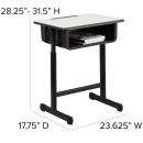 Flash Furniture YU-YCY-046-GG Student Desk w/ Book Box & Pencil Groove - Gray Laminate Top,  Black Steel Frame thumbnail 2