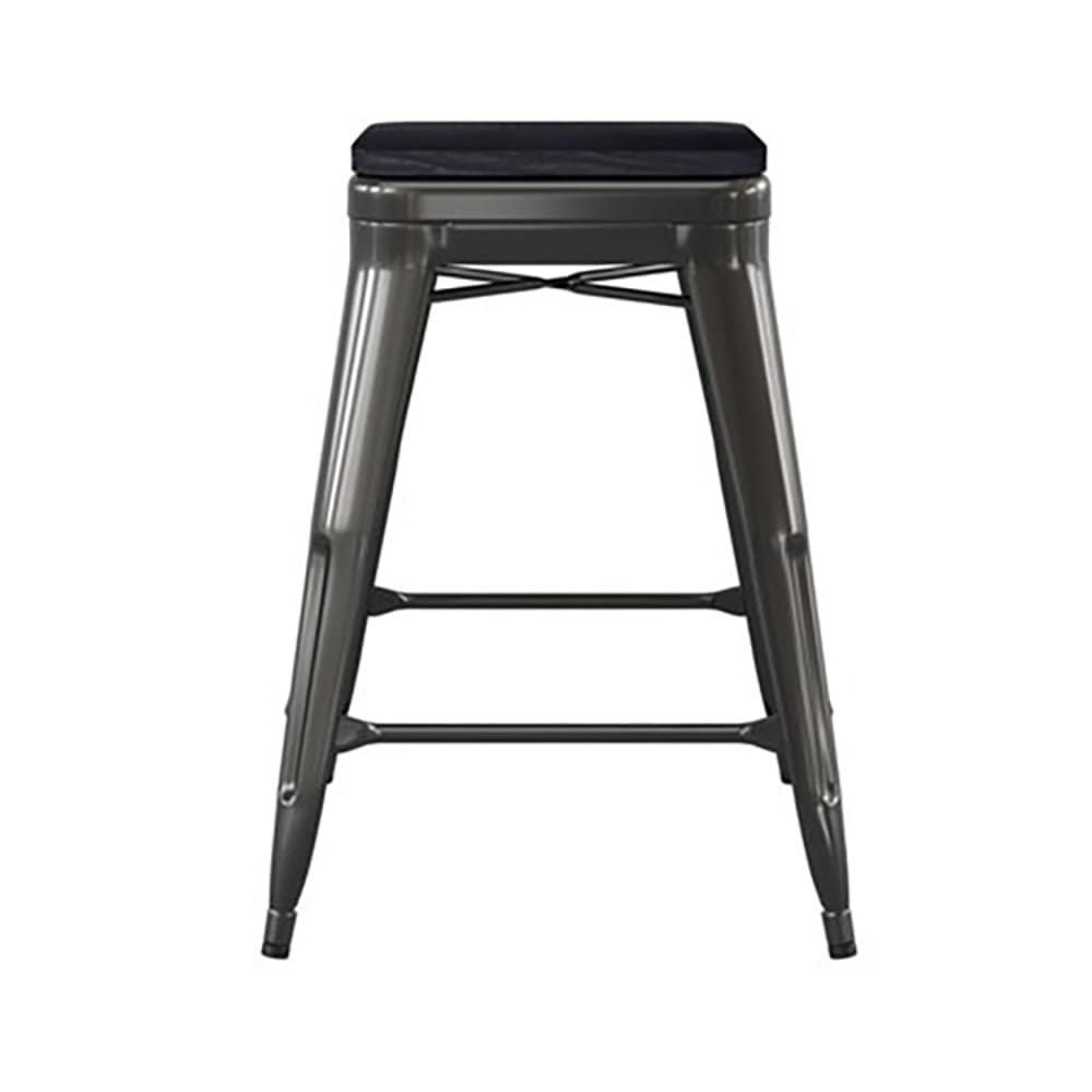 Flash Furniture 4-ET-31320-24-BK-R-PL2B-GG Backless Barstool w/ Resin Seat, Black