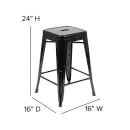 Flash Furniture 4-ET-31320-24-BK-R-PL2B-GG Backless Barstool w/ Resin Seat, Black thumbnail 2