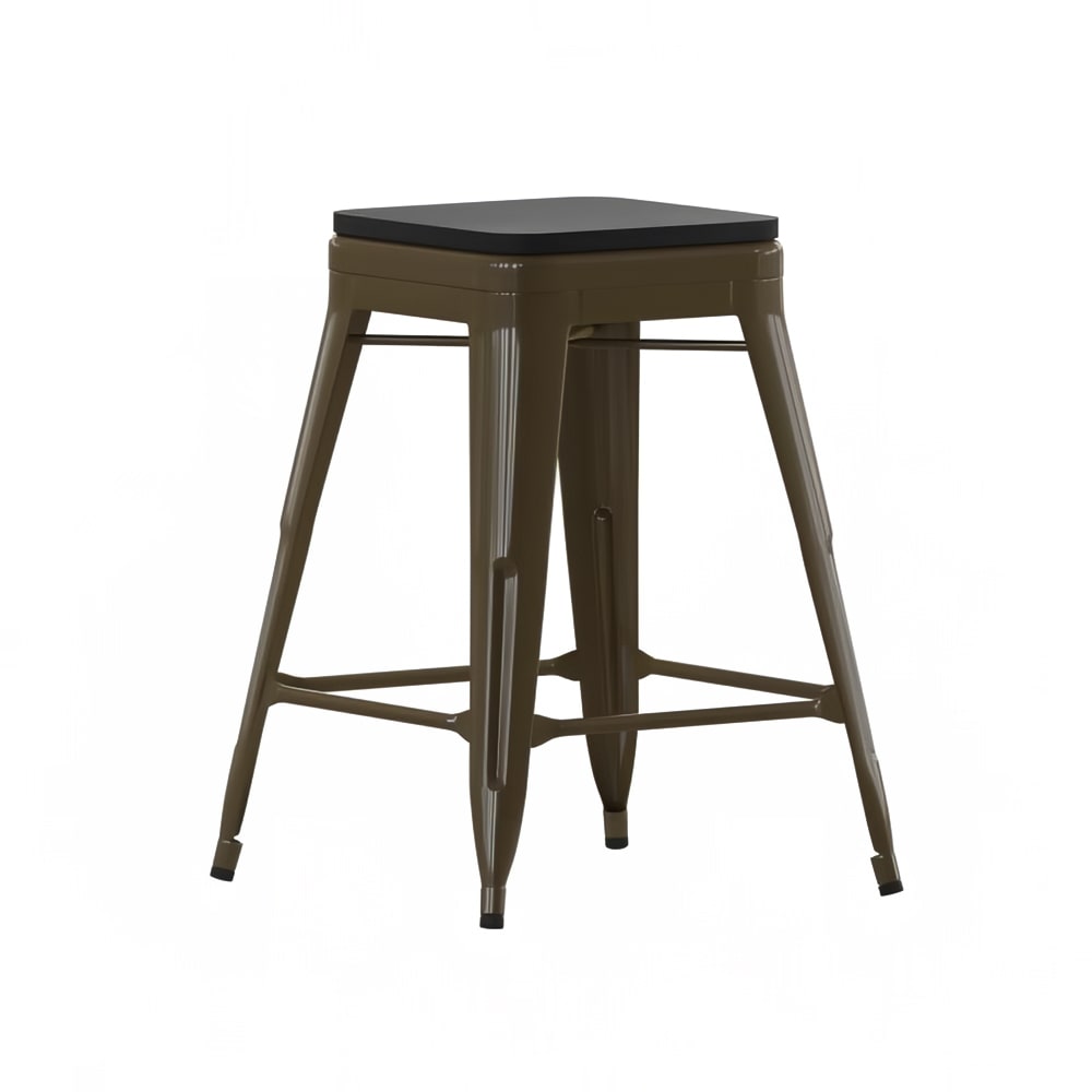 Flash Furniture 4-ET-31320-24-GN-R-PL2B-GG Backless Barstool w/ Resin Seat, Gray