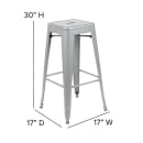 Flash Furniture 4-ET-31320-24-SV-R-PL2G-GG Backless Barstool w/ Resin Seat, Silver thumbnail 2