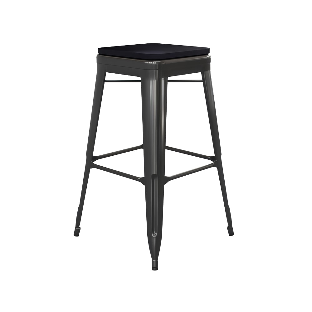 Flash Furniture 4-ET-31320-30-BK-R-PL2B-GG Backless Barstool w/ Resin Seat, Black