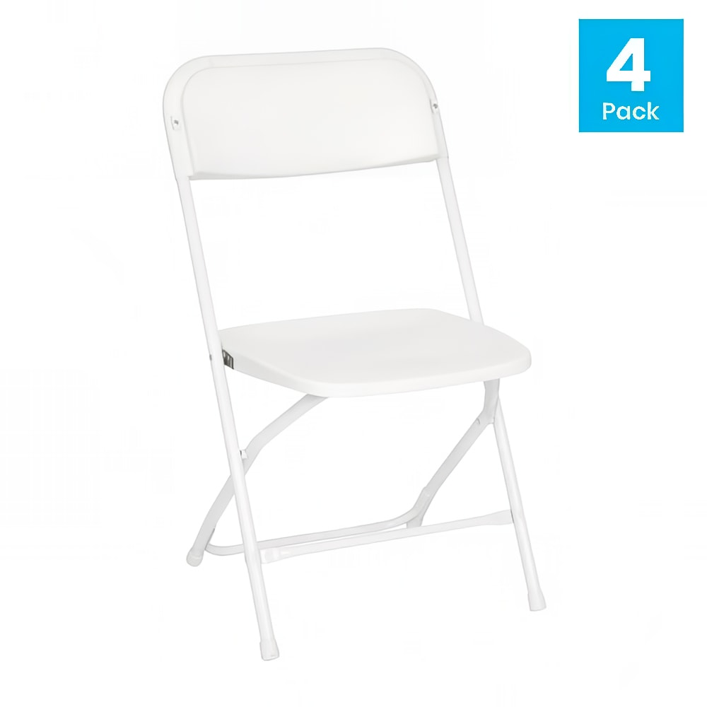 Flash Furniture 4-LE-L-3-W-WH-GG Extra Large Folding Chair w/ White Plastic Back & Seat - Steel Frame, White